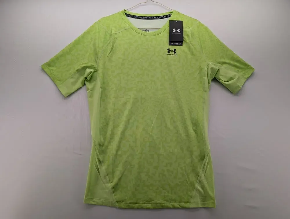 NWT Under Armour HeatGear Printed Men's Short Sleeve in Morph Green size XL